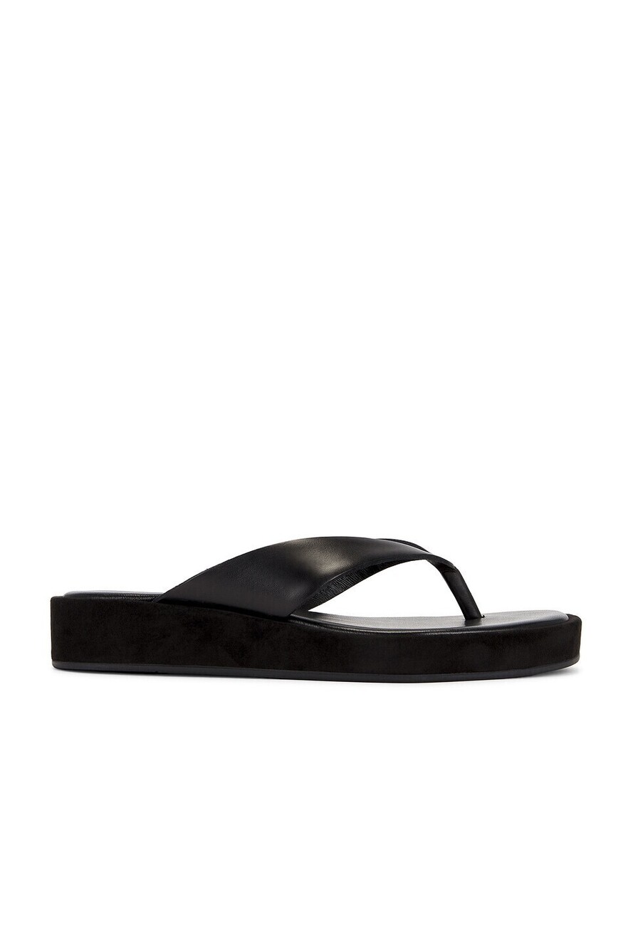 Tony Bianco Kyra Flip Flop in Black Como leather round toe slip-on